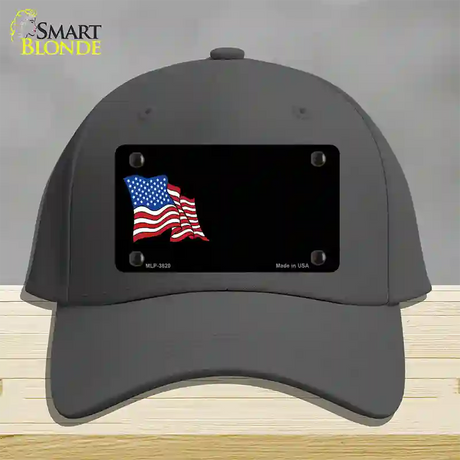 American Flag Offset Novelty License Plate Hat Cotton / Charcoal