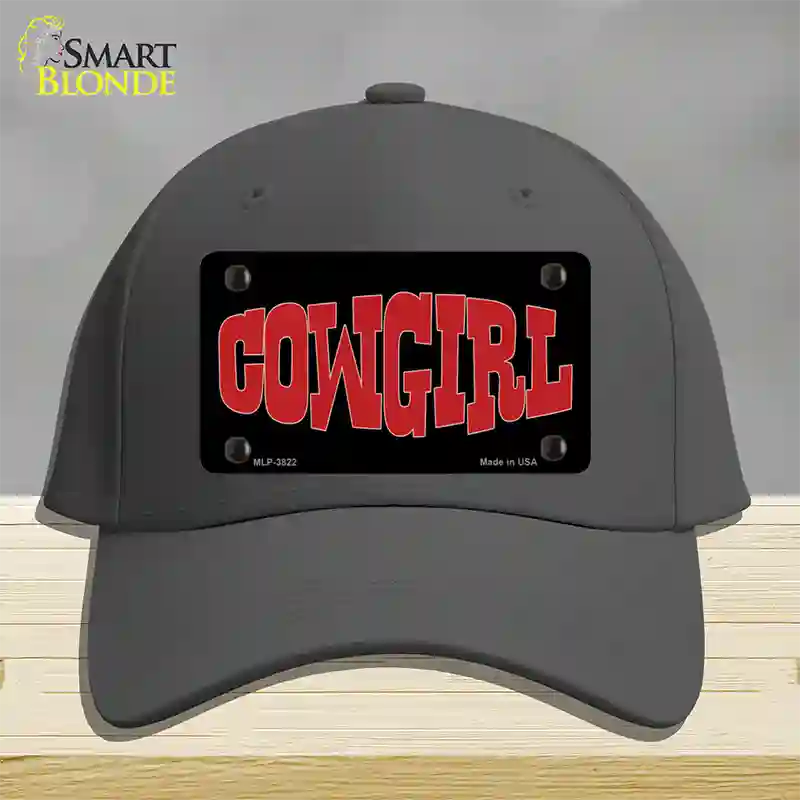 Cowgirl Red Novelty License Plate Hat Cotton / Charcoal