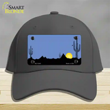 Southwest Cactus Sunrise Blue Novelty License Plate Hat Cotton / Charcoal