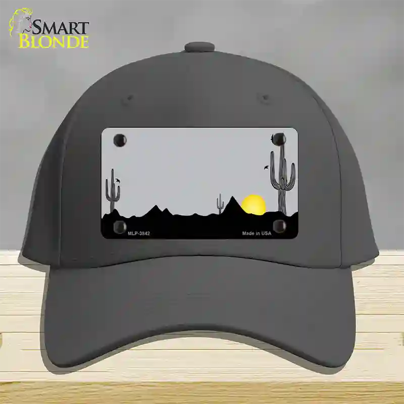 Southwest Cactus Sunrise Gray Novelty License Plate Hat Cotton / Charcoal