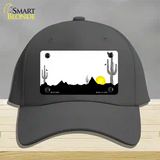 Southwest Cactus Sunrise White Novelty License Plate Hat Cotton / Charcoal