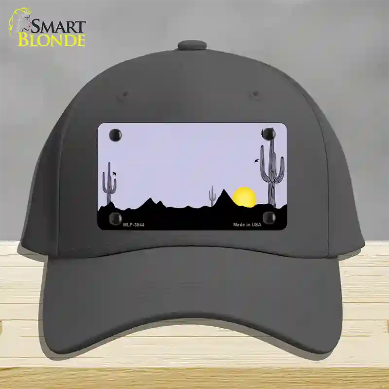 Southwest Cactus Sunrise Purple Novelty License Plate Hat Cotton / Charcoal