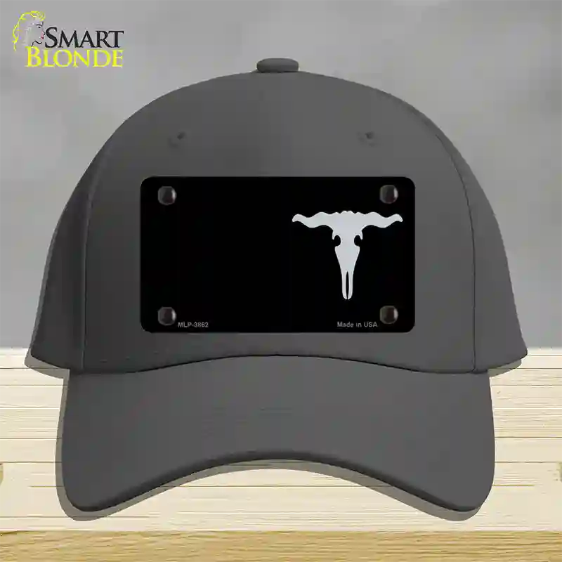 Cattle Skull Offset Novelty License Plate Hat Cotton / Charcoal