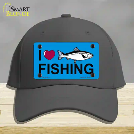 I Love Fishing Novelty License Plate Hat Cotton / Charcoal