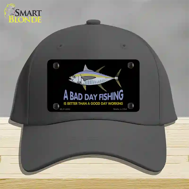 A Bad Day Fishing Novelty License Plate Hat Cotton / Charcoal