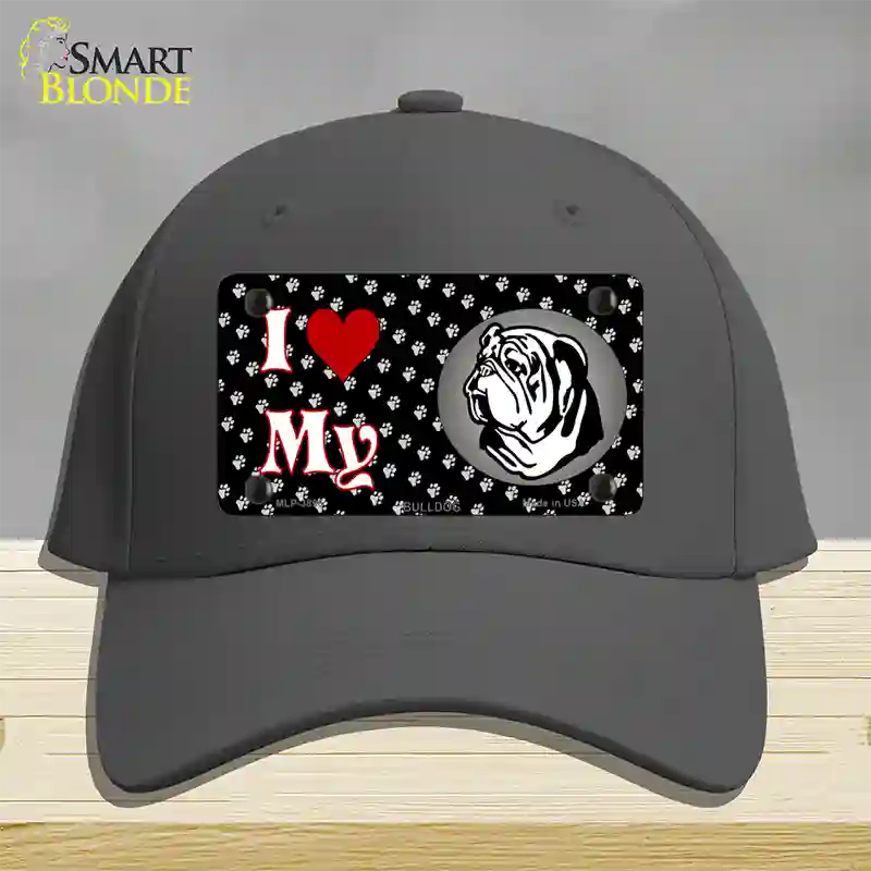 I Love My Bulldog Novelty License Plate Hat Cotton / Charcoal