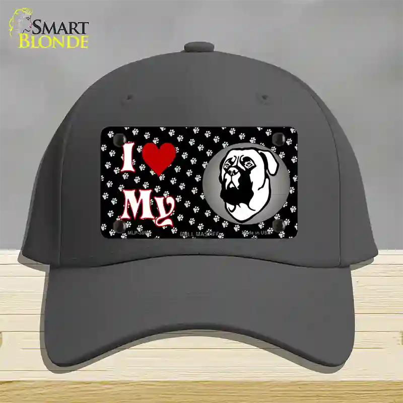 I Love My Bull Mastiff Novelty License Plate Hat Cotton / Charcoal