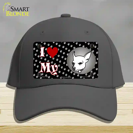 I Love My Chihuahua Novelty License Plate Hat Cotton / Charcoal