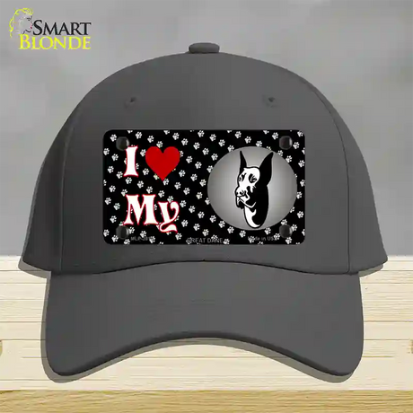 I Love My Great Dane Novelty License Plate Hat Cotton / Charcoal