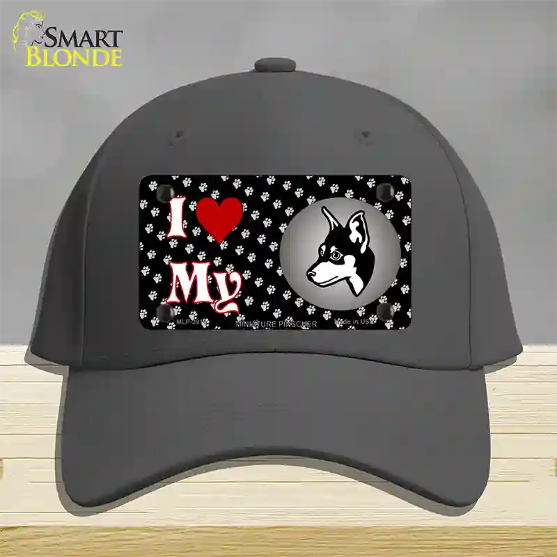 I Love My Miniature Pinscher Novelty License Plate Hat Cotton / Charcoal