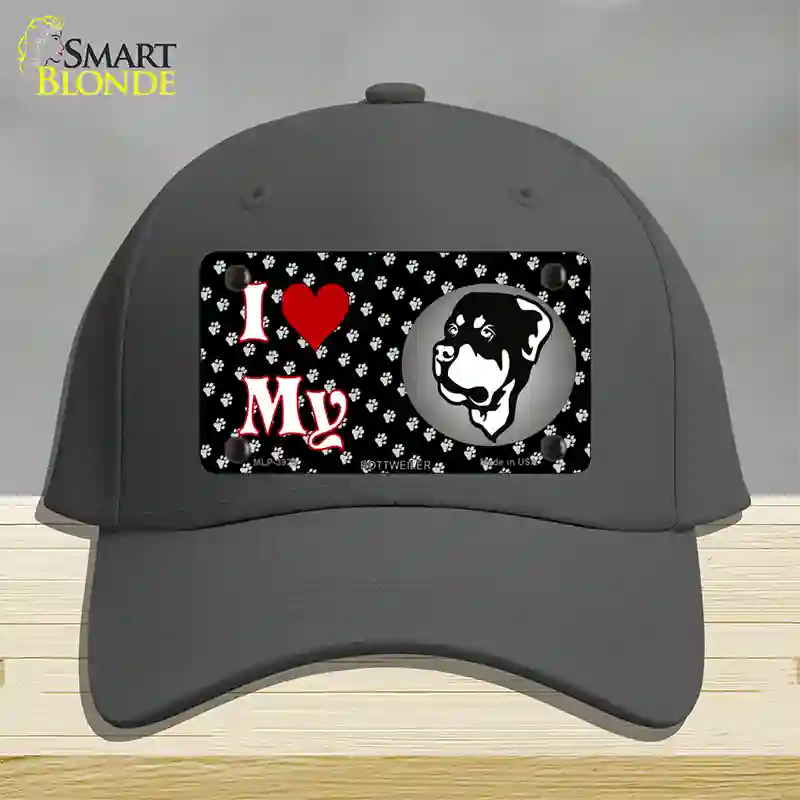 I Love My Rottweiler Novelty License Plate Hat Cotton / Charcoal