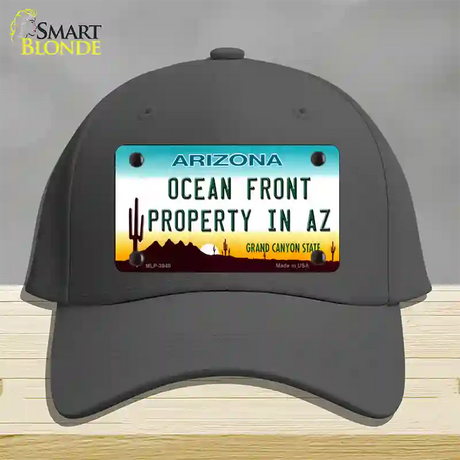 Ocean Front Property Novelty License Plate Hat Cotton / Charcoal
