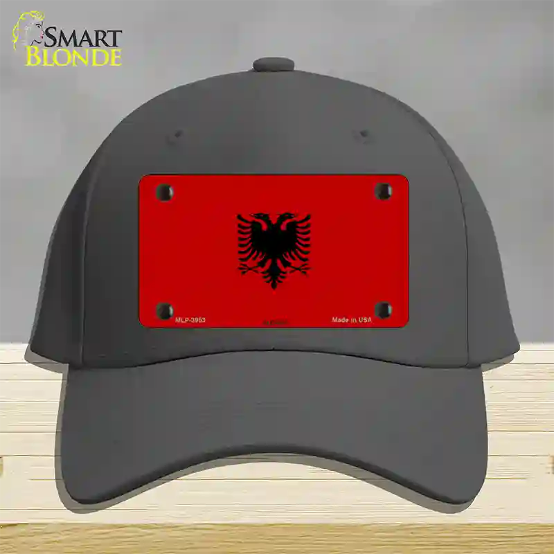 Albania Flag Novelty License Plate Hat Cotton / Charcoal