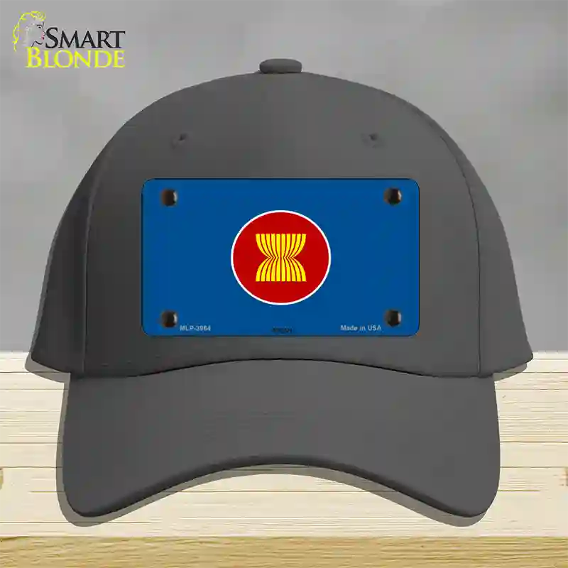 Asean Flag Novelty License Plate Hat Cotton / Charcoal