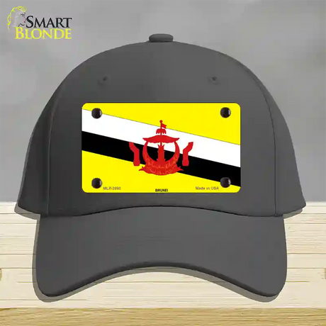 Brunei Flag Novelty License Plate Hat Cotton / Charcoal