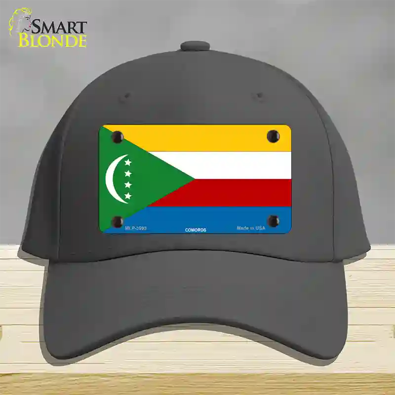 Comoros Flag Novelty License Plate Hat Cotton / Charcoal