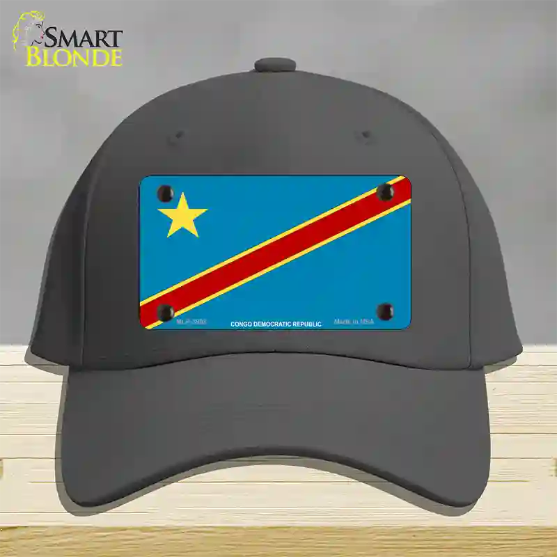 Congo Democratic Republic Flag Novelty License Plate Hat Cotton / Charcoal