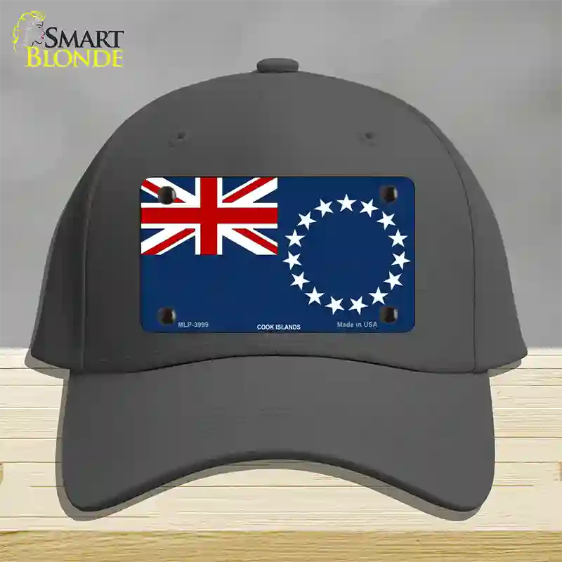 Cook Island Flag Novelty License Plate Hat Cotton / Charcoal