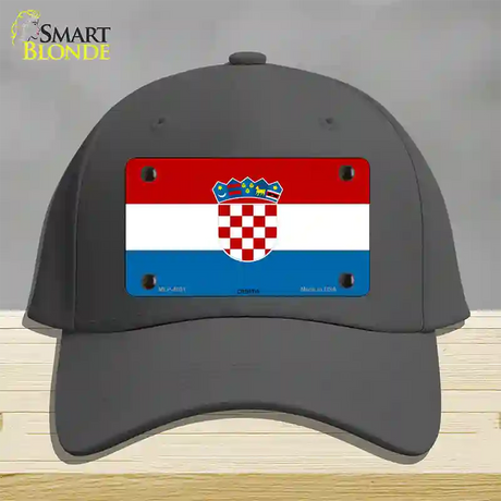 Croatia Flag Novelty License Plate Hat Cotton / Charcoal