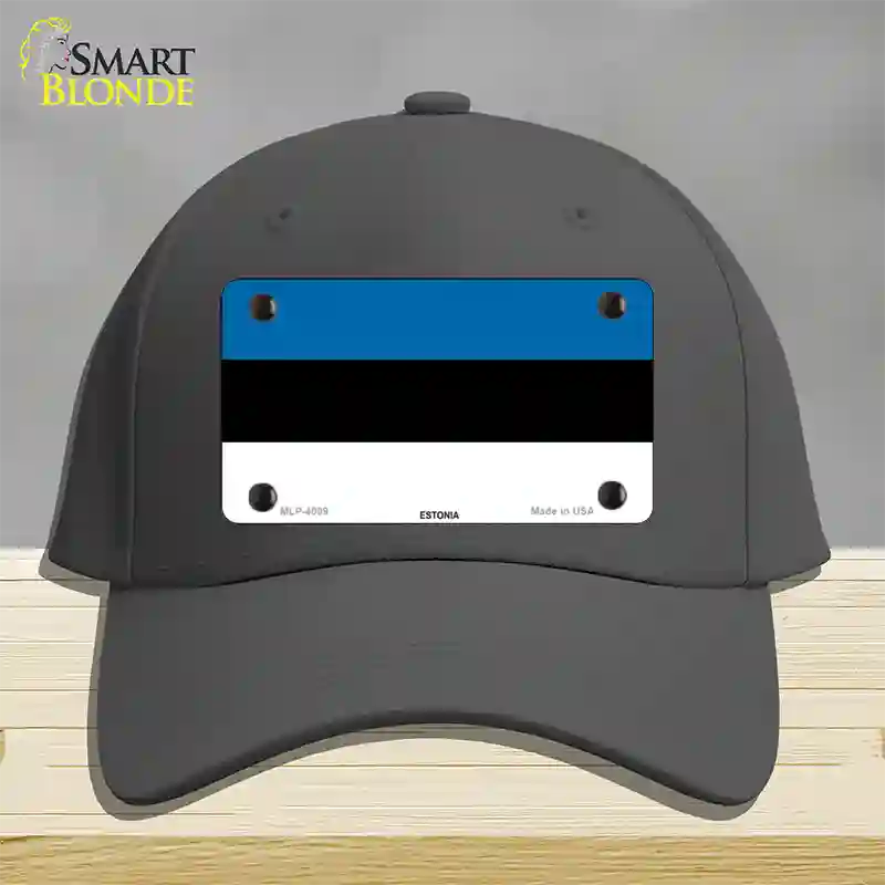 Estonia Flag Novelty License Plate Hat Cotton / Charcoal