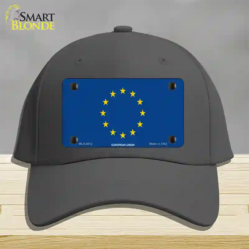 European Union Flag Novelty License Plate Hat Cotton / Charcoal