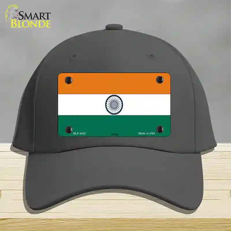 India Flag Novelty License Plate Hat Cotton / Charcoal