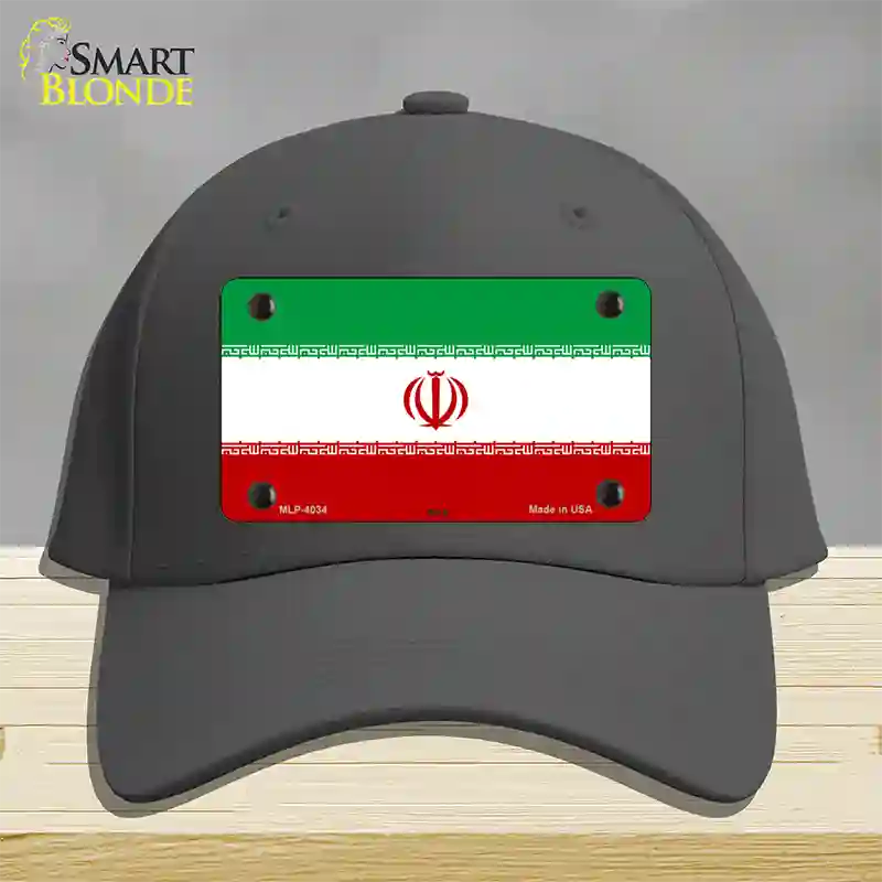 Iran Flag Novelty License Plate Hat Cotton / Charcoal