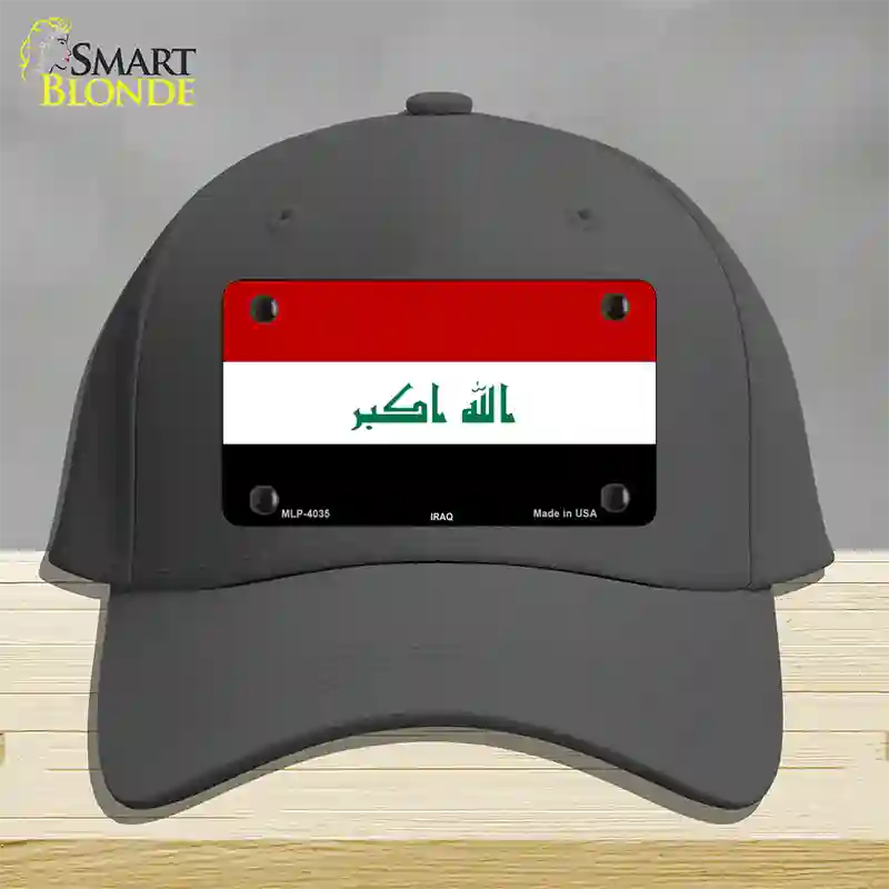 Iraq Flag Novelty License Plate Hat Cotton / Charcoal