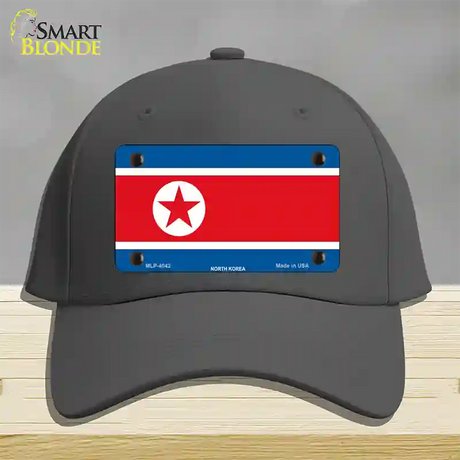 North Korea Flag Novelty License Plate Hat Cotton / Charcoal