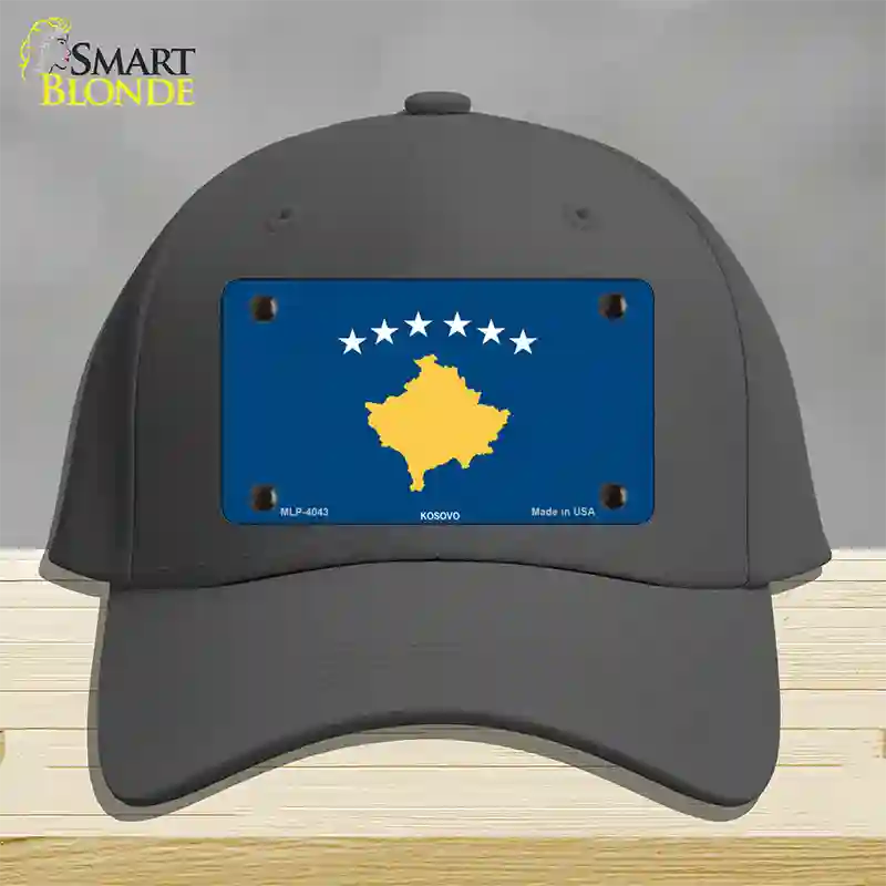 Kosovo Flag Novelty License Plate Hat Cotton / Charcoal