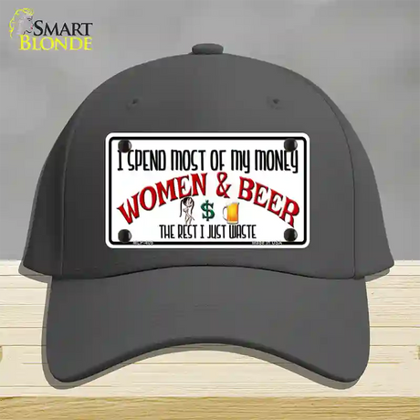 Money On Women And Beer Novelty License Plate Hat Cotton / Charcoal