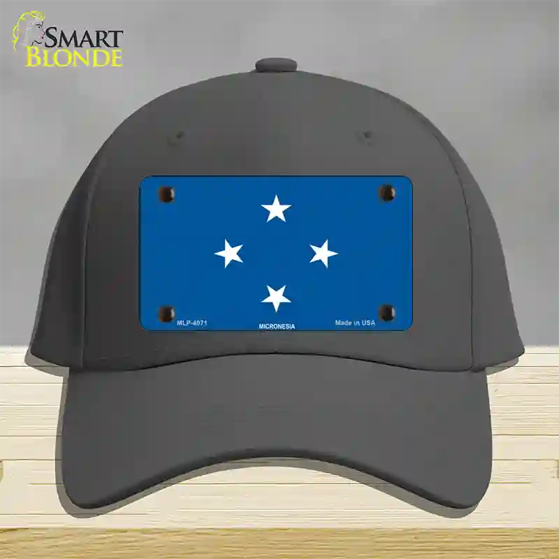 Micronesia Flag Novelty License Plate Hat Cotton / Charcoal