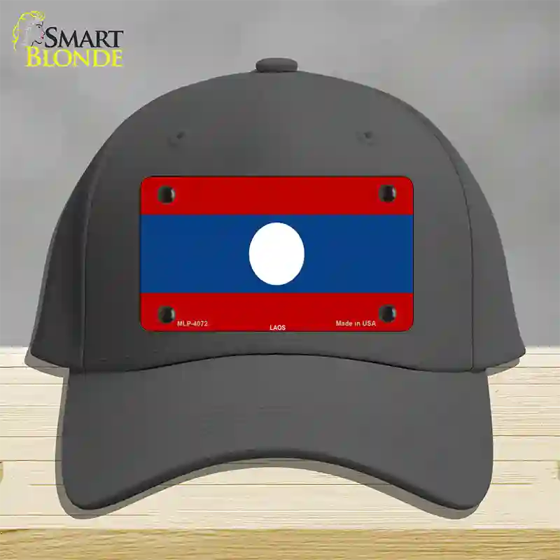 Laos Flag Novelty License Plate Hat Cotton / Charcoal