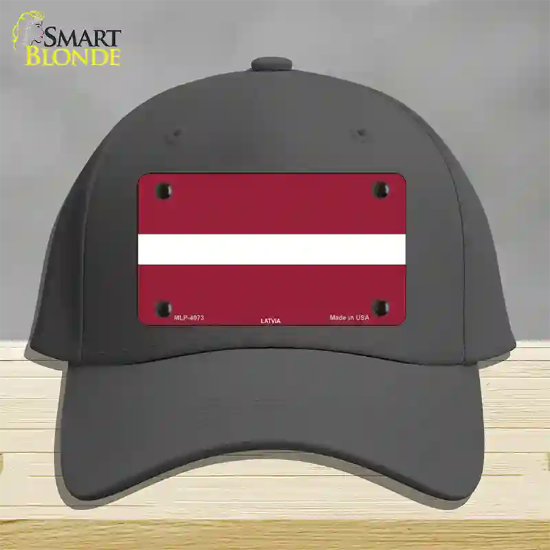 Latvia Flag Novelty License Plate Hat Cotton / Charcoal