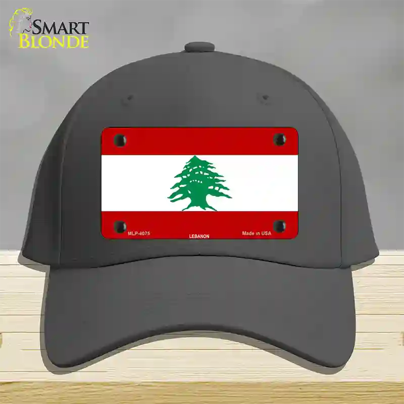 Lebanon Flag Novelty License Plate Hat Cotton / Charcoal