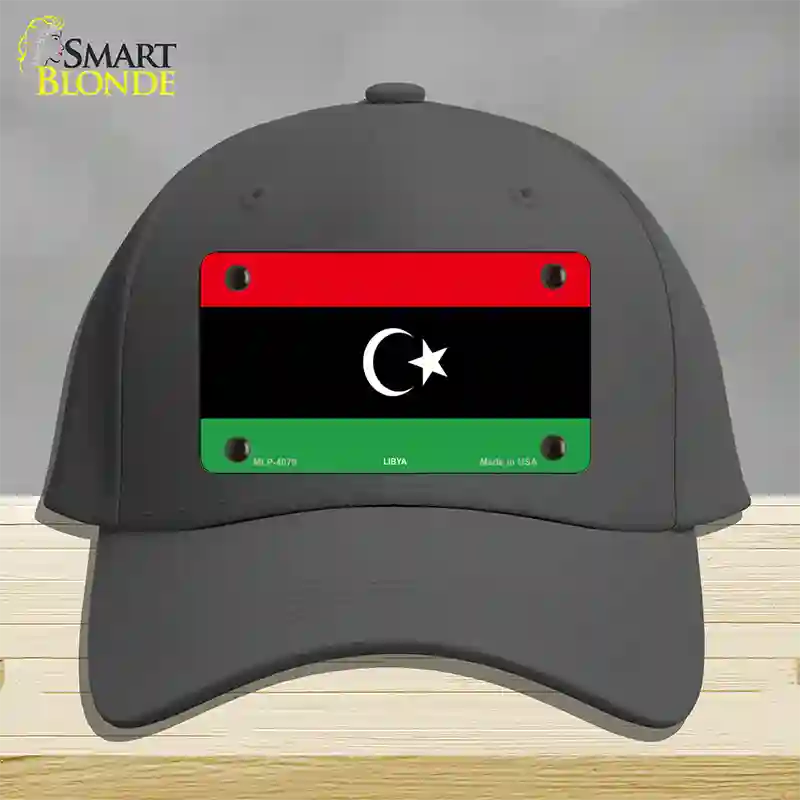 Libya Flag Novelty License Plate Hat Cotton / Charcoal