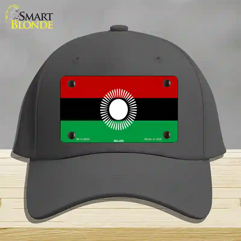 Malawi Flag Novelty License Plate Hat Cotton / Charcoal