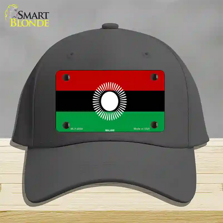 Malawi Flag Novelty License Plate Hat Cotton / Charcoal