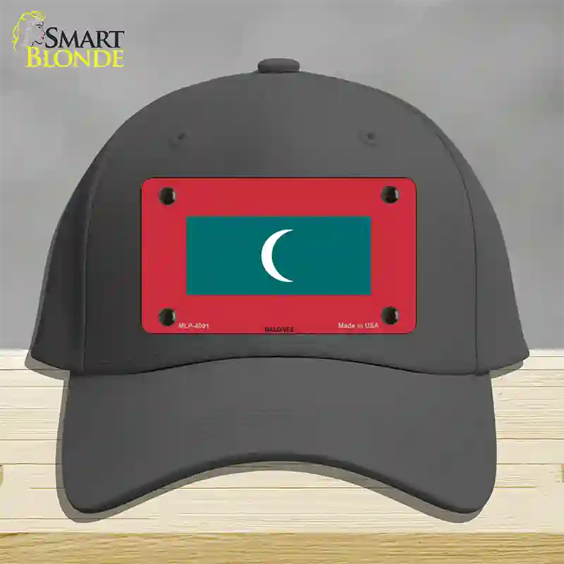 Maldives Flag Novelty License Plate Hat Cotton / Charcoal