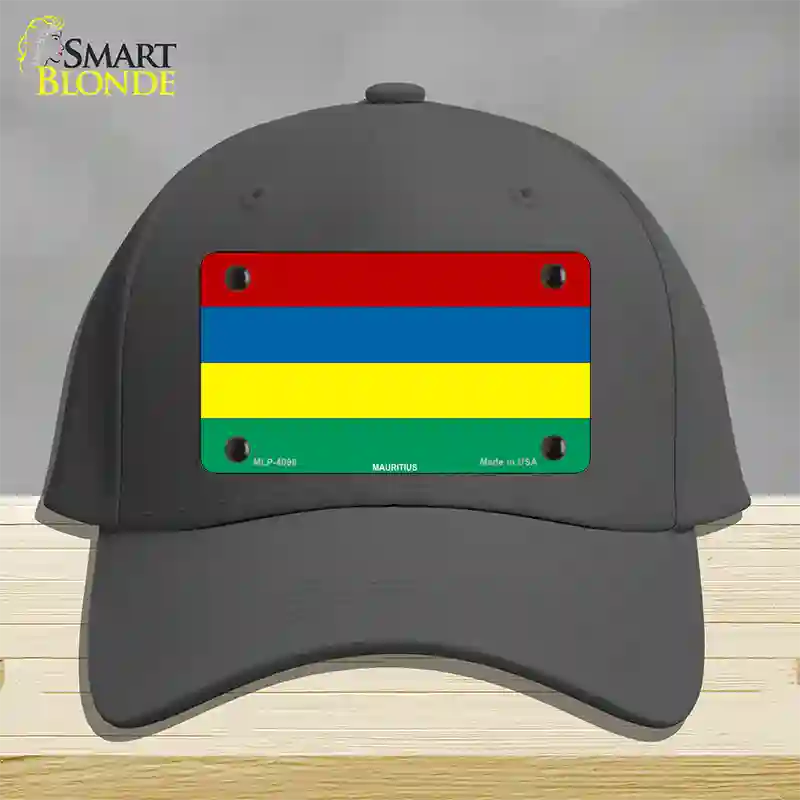 Mauritius Flag Novelty License Plate Hat Cotton / Charcoal