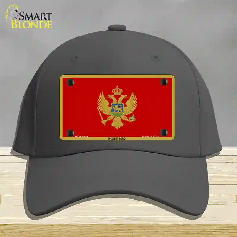 Montenegro Flag Novelty License Plate Hat Cotton / Charcoal