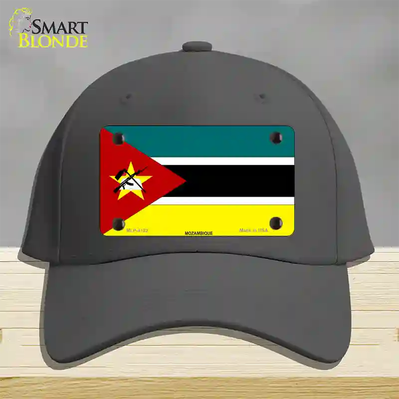 Mozambique Flag Novelty License Plate Hat Cotton / Charcoal