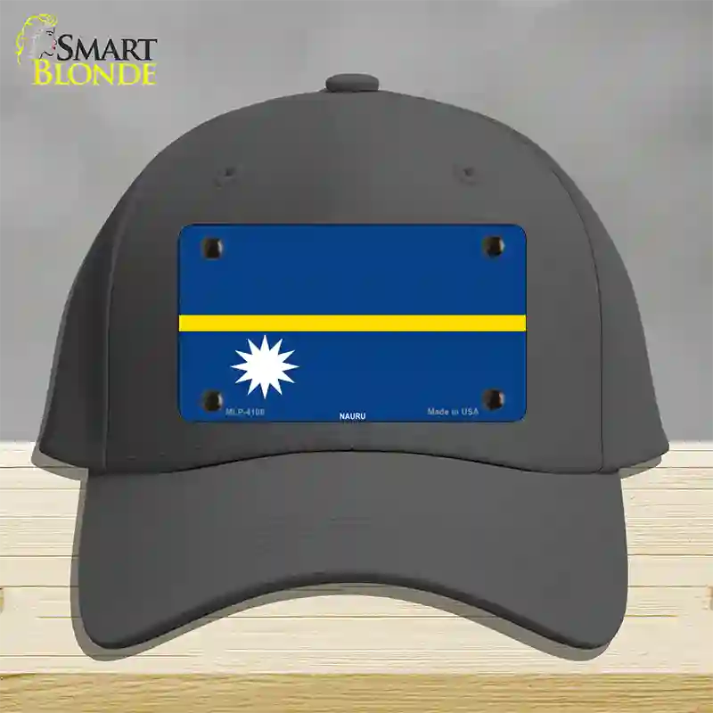 Nauru Flag Novelty License Plate Hat Cotton / Charcoal