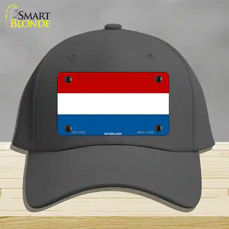 Netherlands Flag Novelty License Plate Hat Cotton / Charcoal