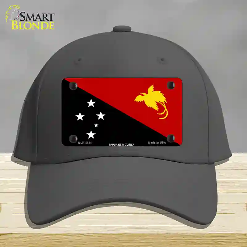 Papua New Guinea Flag Novelty License Plate Hat Cotton / Charcoal