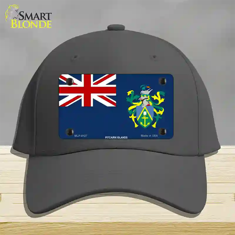 Pitcairn Islands Flag Novelty License Plate Hat Cotton / Charcoal