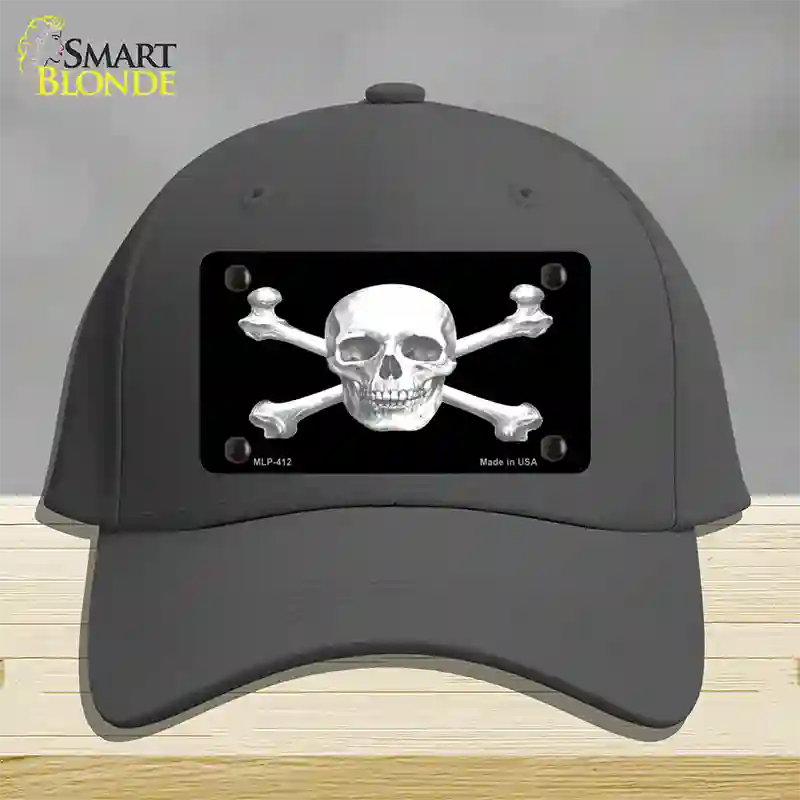 Skull And Cross Bones Novelty License Plate Hat Cotton / Charcoal