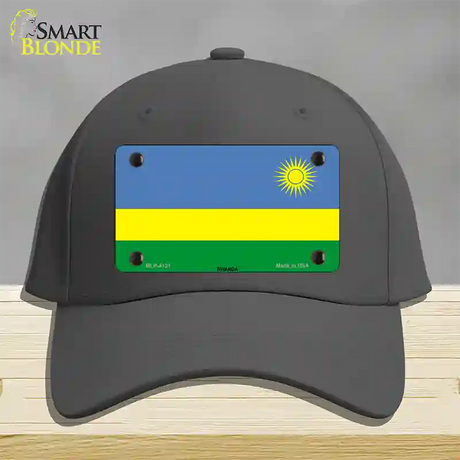 Rwanda Flag Novelty License Plate Hat Cotton / Charcoal