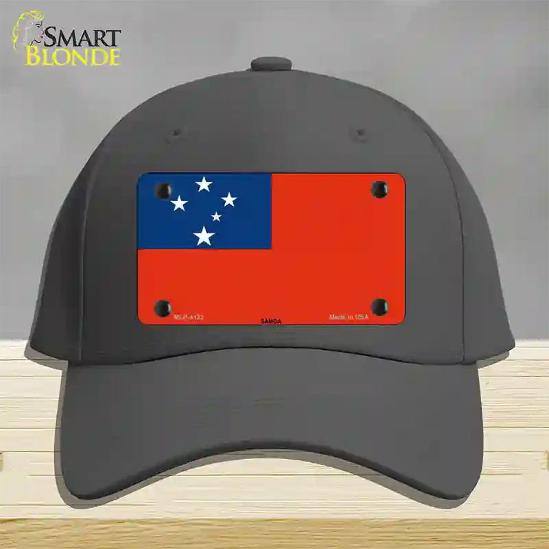 Samoa Flag Novelty License Plate Hat Cotton / Charcoal