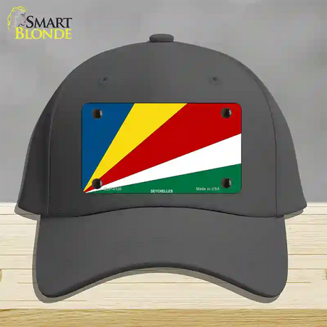 Seychelles Flag Novelty License Plate Hat Cotton / Charcoal